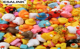 Esalink 100st Bath Toys Random Rubber Duck Multi Styles Duck Baby Bath Badrum Vatten Toy Swimming Floating Toy Duck 2010152564744