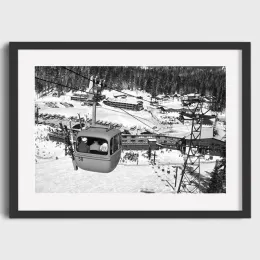 Vintage Ski Photo Print Road Gap Skier Jumps Girls Car Canvas Painting Winter Sports Skiing Art Poster Ski Home Lodge Wall Decor