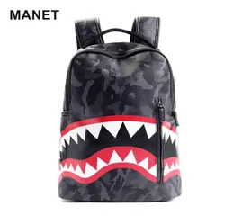 PU Shark Designer Bag 156 -calowy luksusowy plecak dla mężczyzn Sen Ramiona Sężczyzny Travle Mochilas Mochilas Escolar6079892