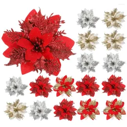 Fiori decorativi 24 pezzi in polvere di cipolla di Natale decorazioni alberi di Natale finte panno di seta in finto artificiale artificiale