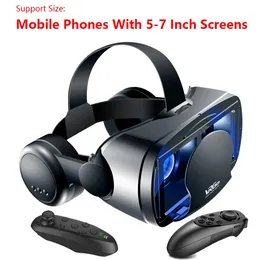 3D VR Smart Glasses Headset Virtual Reality Helmet Smartphone Full Screen Vision Wide Angle Lens with Controller Headset 7 Inch 240410