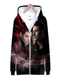 SPN Supernatural 3D Print Zip Up Womenmenパーカースウェットシャツストリートウェアヒップホップ長袖ジッパージャケット男性トラックスーツ