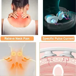 EMS Neck Acupoints 림프반 마사지 12 모드 전기 맥박 등 및 목 마사기 림프 배수 기계 통증 완화