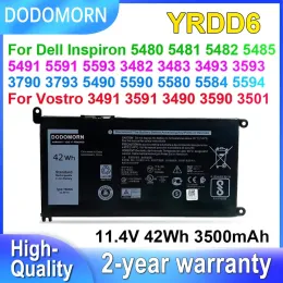 バッテリーdodomorn yrdd6デルインスピロンのラップトップバッテリー5481 5482 5485 5491 5591 5485 5585 5480 vostro 3491 3591 3490 3590 3501 42WH