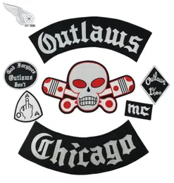 Popüler Outlaw Chicago Nakış Yamaları Giysiler için Serin Tam Arka Rider Tasarım Demirinde Deste 80782523151708
