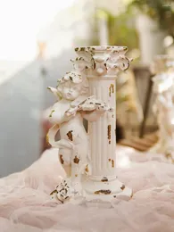 Kerzenhalter klassische nostalgische römische Kolumne Musik Angel Candlestick Home Wohnzimmer Romantische Kerzenlicht -Abendessen Dekoration