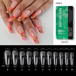 Pinpai clara de acrílico natural longos unhas falsas amêndoas caixões franceses hali cubra unhas falsas unhas artificiais dicas de gel macio