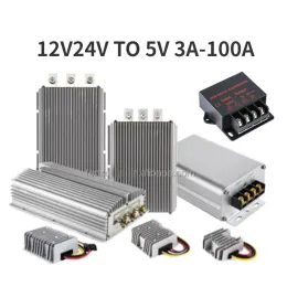 12V 24V till 5V 3A-100A DC DC Converter Regulator Car Step Down Reducer Strömförsörjningspänning Reducer Spänningsomvandlare