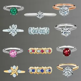 جديد 2024 T Designer Classic Luxury Wedding Rings 925 Sterling Silver Wide Wide With With Fashion Association Gift for Women Men بالجملة