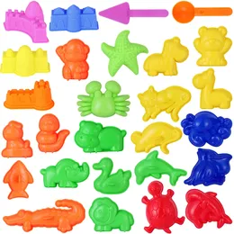 27pcs Sand Molding Toys Set Kids Summer Beach Creaitve Mold Play com ferramentas de moldes de castelo marinho para 240411