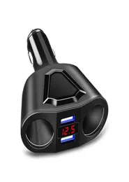 31A 120W 듀얼 USB 자동차 충전기 전압 디스플레이 담배 라이터가 자동차 유니버설 12v24v 소켓 스플리터 전원 어댑터 CAR4356083