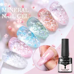 Ur socker 7 ml glitter gel nagellack lack vår gelé färg mineral paljetter blöt av uv led semi permanent nagelkonst