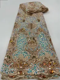 Ultimo tessuto in pizzo in pizzo africano ricami di paillettes di alta qualità in tulle francese per matrimoni nigeriani asoebi materiale 2.5yards RC154 240327