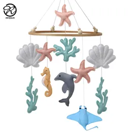 Undervattens tema djur barnkammare crib mobil filt ocean baby mobil för pojkar och flickor 240411