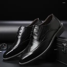 Casual Shoes Men Shoe Brogue Business Dress Versatile Loafer Genuine Leather Lace-up Designer Sapatos Sociais Masculino