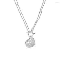 Anhänger Halsketten Nischendesign unregelmäßige Nudeln ot Schnalle Lotus Blatt Textur Kette S925 Sterling Silber Halskette Frauen