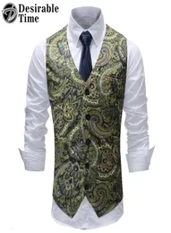 2019 Paisley Vest Men Fashion Flower Print Dress For Men Waistcoat Mens Wedding Vests Big Size M5XL1381495