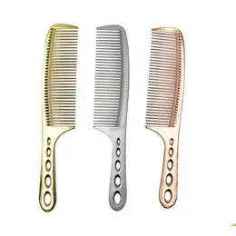 Hair Brushes Smooth Surface Tatinium Metal Hairdressing Combdurable Cutting Comb With Long Handlehand Made Haircut For Men8710606 Drop Otp8O
