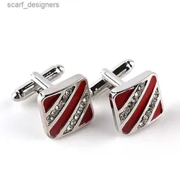 Cuff Links Novos punhos quadrados de dois tons para homens para homens vermelhos/pretos de luxuosos de luxo botão botão clássico camisa clássica sluflinks y240411