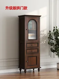 Armário American Country High Cabinet Retro Moderno Alto Armário de Vinho Europeu de madeira maciça de madeira de porta única de porta única