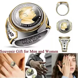 Party Favor Rings for Us President Trump Rings Mens smycken Tillbehör Tidsminne Souvenir Present ForS Herr och kvinnor Storlek 7-12