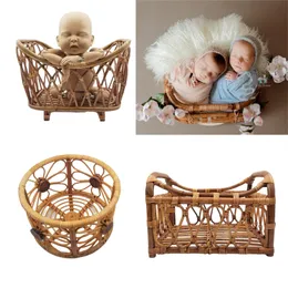 Neugeborene Fotografie Requisiten Retro Rattan Basket Stuhl Kind Photo Requisite Baby Girl Junge posieren Bett Hintergrund Fotografie Accessori