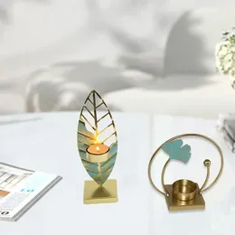 Titulares de vela Metal estilo nórdico forma de folha de ferro castiçal mesa de casamento de decoração de decoração de velha de velha decoração de casa