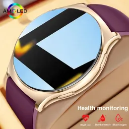 Смотрите, как Lige Amoled Smart Watch Ai Voice Woman Sport Fitness Bluetooth Call Водонепроницаемый трекер сердечного ритма браслета для Ladies Smart Wwatch