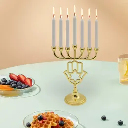 Titulares de vela 7 titular ramificado Hanukkah chanukah menorah ornament metal castlestick para decoração de férias de casamento de banquetes Ano