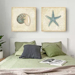 Французский винтажный животный море Жизни ракушка холст картины декоративные принты плакатов