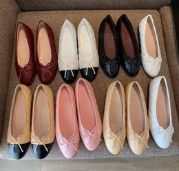 Baletki Balet Flats Pilizowane skórzane buty Bulety Balerina Pumps Pumps LOAFER NISKI Obcina Black White Burgundy wełna brokat tkanina komfortowa gweqe