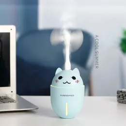 Gadgets Cute Cat Humidifiers 3 in 1 320ML USB Air Humidifier Ultrasonic CoolMist Adorable Pet Mini Humidifier With LED Light USB Fan