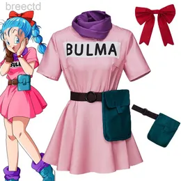 Anime -Kostüme Anime Bulma Cosplay Kostüm rosa Kleid Erwachsene Kleidung Uniform Kawaii Mädchen Karneval Masquerade Party Outfit 240411
