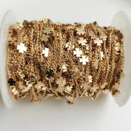 2METERS 1Meter Fyra bladklöverskedjor för halsbandarmbandsmycken som gör DIY -fyndkomponenter 5mm pärlor kopparkedja