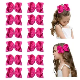 10 PCs 6quot Big Handmade Grosgrain Ribbon Hair Bow Alligator Acessórios de cabelo para Little Teen Toddler Girls5770654