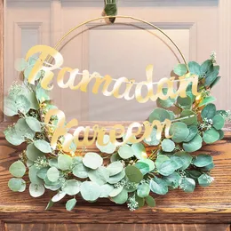 Eid Mubarak Ozdoby Ramadan Dekoracje Islamskie muzułmańskie festiwal impreza DIY Hanging Garland Decor 10-40 cm Glitter Metal Hoop