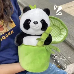 Söt panda bambu tube kudde plysch kawaii fyllda leksaker 2 i 1 panda plushie kudde barn dag barn födelsedagspresent cojines