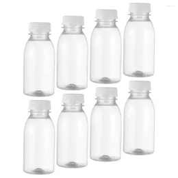 Mugs 8 Pcs Milk Bottle Containers Fridge Smoothie Bottles Reusable Beverage Juice Lids Portable Jars Clear Caps The Pet Drink Travel