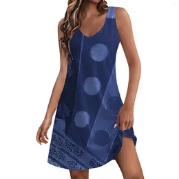 Sıradan Elbiseler Kadın Sundress Cepleri Yaz Boho Beach Elbise Çiçek Bluzları Kadınlar için T-Shirts Sukienki Damskie 2024
