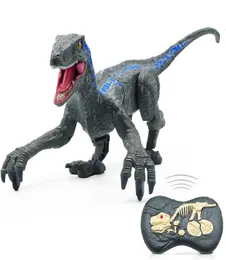 원격 제어 공룡 장난감 걷는 로봇 공룡 LED LIGHT UP ROARING 24GHZ 시뮬레이션 VelocirAptor RC 공룡 장난감 Q08239185384