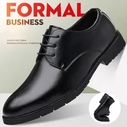 High Quality Formal Leather Men Dress Shoes Breathable Mens Casual Italian Luxury Brand LaceUp Nonslip Driving 240407