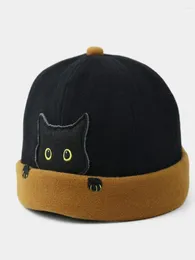 Berets Men39s Hat Hat Street Cat Wzór melon czapka niewinna standardowa czapki żeglarzy czapki dyniowe Brimless Hats Winter Beanie7024457