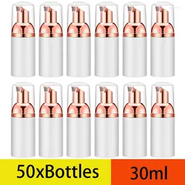 Förvaringsflaskor 50 st 1 oz tom skumpump flaskor skummande tvåldispenser för hand franschampo rengöringsmedel
