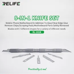 RELIFE RL-101B 8 in 1 Carving Knife Set for Mobile Phone Repair BGA PCB Chip IC Degumming Blade Glue Removal Thin Blade
