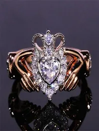 Anello nuziale a corona di gioielli di moda di nuove donne 925 Sterling Silverrose Gold riempimento Eternità Donne popolare Impegno Claddagh Ring GI98650747