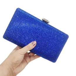 Chaliwini Sky Blue Women Crystal Clutch Evening Bags Wedding Bridal Rhinestone Box Handväskor Party Diamond Purse