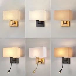 Lampa ścienna el łóżko nowoczesny minimalistyczny wystrój loftu do sypialni tkaniny czytanie amerykańskiej lampa lampara parded