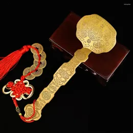 Dekorative Figuren Chinesische Amuletthandwerk goldener Kupfer verheißungsvolle Ruyi Home Fengshui Power Scepter Dekoration Ornamente Gut