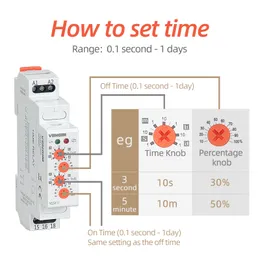 Cyclic Time Relais 220 V 24 V 12 V AC/Gleichstrom Asymmetrisch -Blitzrelais zwischen ein- und ausgeschaltetem Recycling -Timer Wiederholungszeit einstellbar