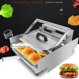 Máquina de hambúrguer de hambúrguer de hambúrguer comercial Bread Bread Grill Double Cayer Batch Bun Toaster aquecedor com timer 110V/220V